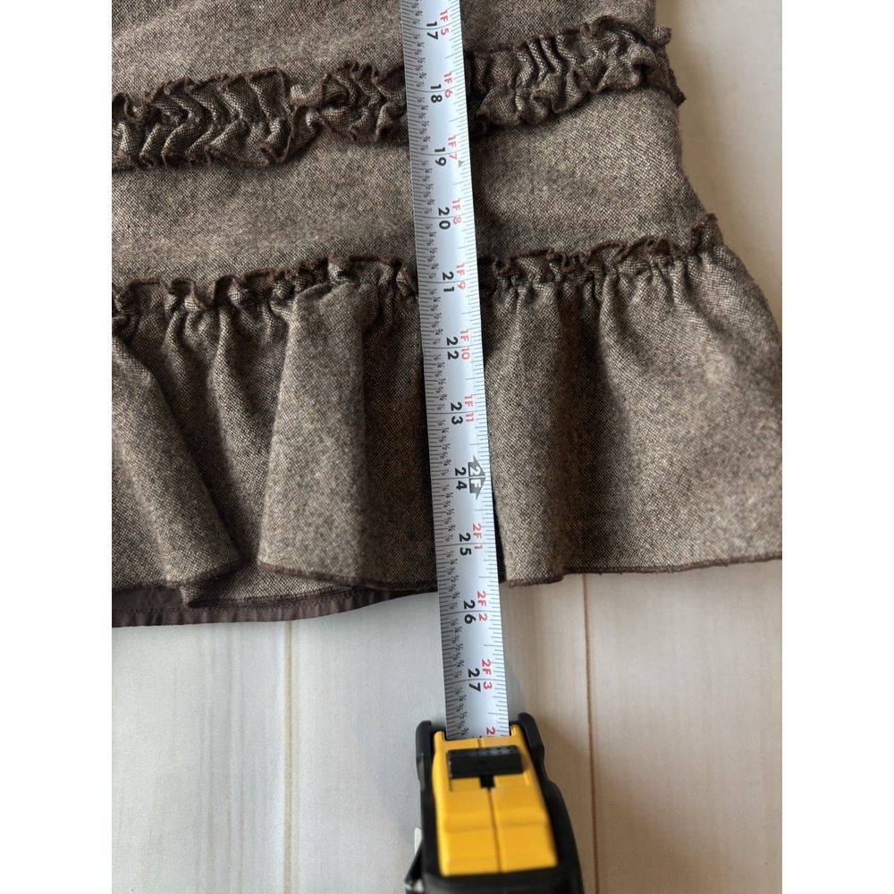 LOFT‎ Ann Taylor Size 14 Brown Wool Tiered Ruffle A-Line Side Zip Skirt 0636 - Picture 3 of 8